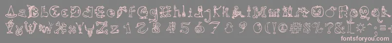 HalloweenUnregistered-fontti – vaaleanpunaiset fontit harmaalla taustalla
