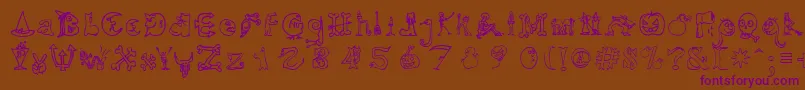 HalloweenUnregistered Font – Purple Fonts on Brown Background