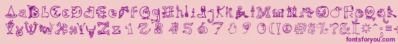 HalloweenUnregistered-fontti – violetit fontit vaaleanpunaisella taustalla