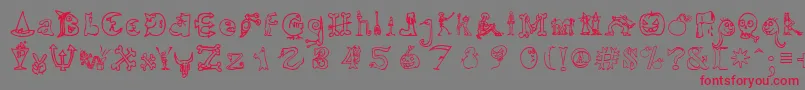 Шрифт HalloweenUnregistered – красные шрифты на сером фоне