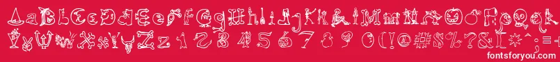 HalloweenUnregistered-fontti – valkoiset fontit punaisella taustalla