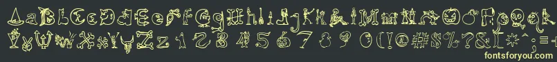 Saiba mais sobre a fonte HalloweenUnregistered Fonte HalloweenUnregistered – fontes amarelas em um fundo preto