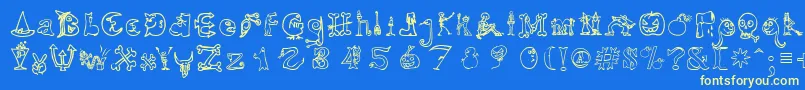 En savoir plus sur la police HalloweenUnregistered Police HalloweenUnregistered – polices jaunes sur fond bleu