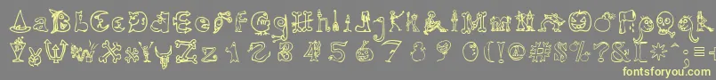 HalloweenUnregistered Font – Yellow Fonts on Gray Background