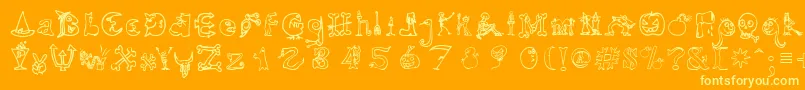 HalloweenUnregistered Font – Yellow Fonts on Orange Background