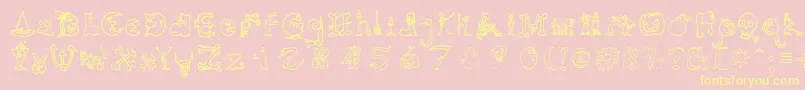 HalloweenUnregistered Font – Yellow Fonts on Pink Background