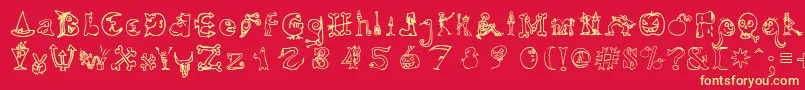 Police HalloweenUnregistered – polices jaunes sur fond rouge