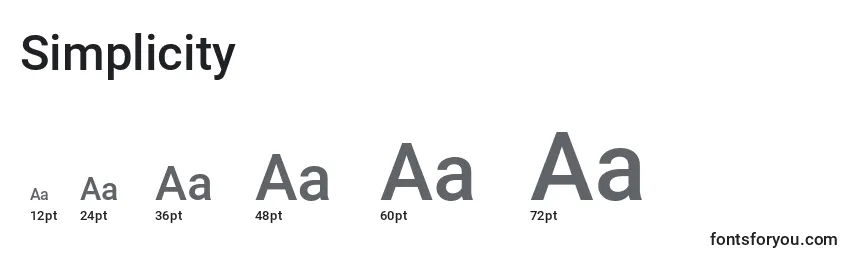 Размеры шрифта Simplicity