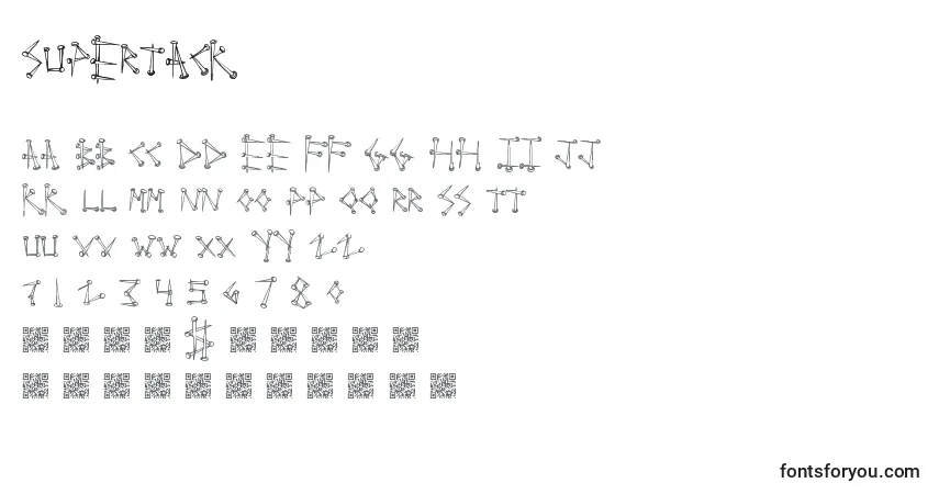 Czcionka Supertack – alfabet, cyfry, specjalne znaki