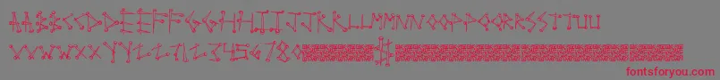 Supertack-Schriftart – Rote Schriften auf grauem Hintergrund