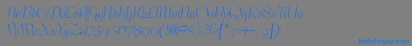 Fonte BertramdbNormal – fontes azuis em um fundo cinza