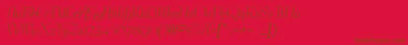 Fonte BertramdbNormal – fontes marrons em um fundo vermelho
