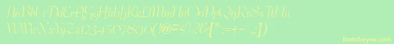 BertramdbNormal-fontti – keltaiset fontit vihreällä taustalla