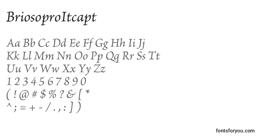 Czcionka BriosoproItcapt – alfabet, cyfry, specjalne znaki