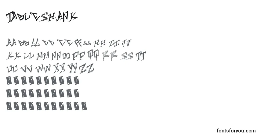 A fonte Tableshank – alfabeto, números, caracteres especiais