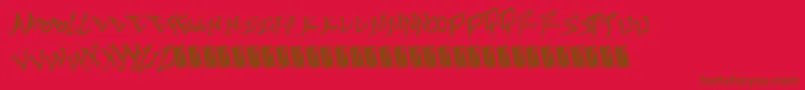 Tableshank-Schriftart – Braune Schriften auf rotem Hintergrund