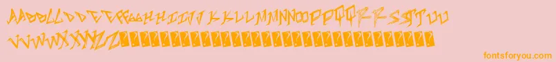 Tableshank-Schriftart – Orangefarbene Schriften auf rosa Hintergrund