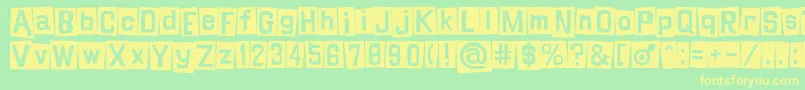 Shinjiblues Font – Yellow Fonts on Green Background