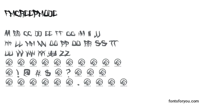 A fonte Fmcreepmode (47351) – alfabeto, números, caracteres especiais
