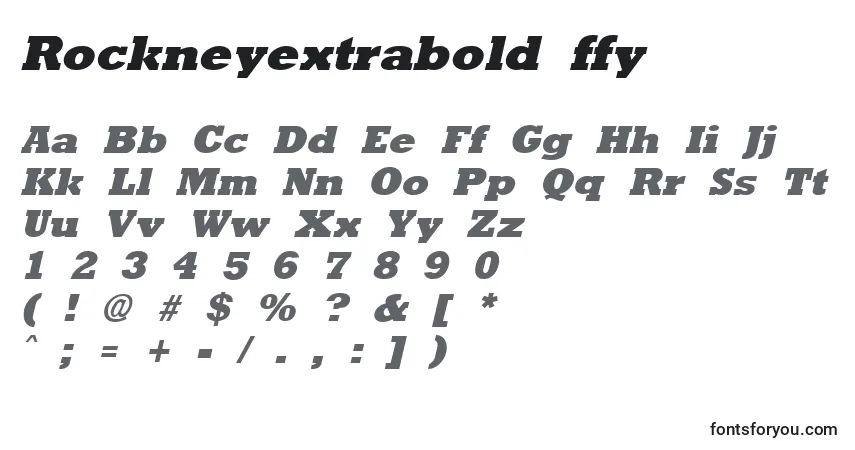 A fonte Rockneyextrabold ffy – alfabeto, números, caracteres especiais