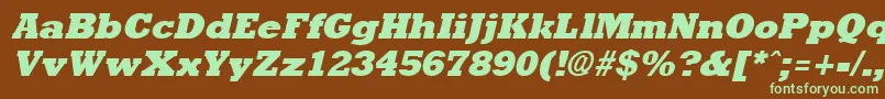 Rockneyextrabold ffy-fontti – vihreät fontit ruskealla taustalla