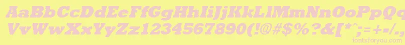 フォントRockneyextrabold ffy – ピンクのフォント、黄色の背景