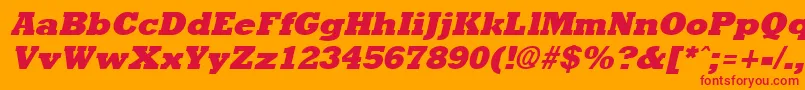 Rockneyextrabold ffy Font – Red Fonts on Orange Background