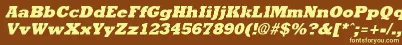 Rockneyextrabold ffy-fontti – keltaiset fontit ruskealla taustalla