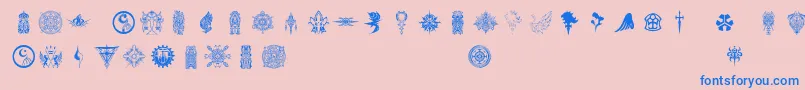 Ffsymbols-fontti – siniset fontit vaaleanpunaisella taustalla
