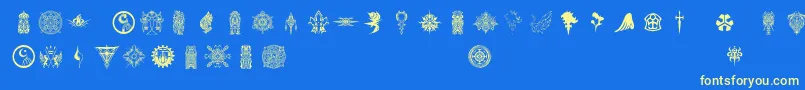 Ffsymbols Font – Yellow Fonts on Blue Background