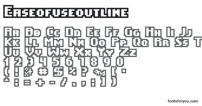 Czcionka Easeofuseoutline – alfabet, cyfry, specjalne znaki