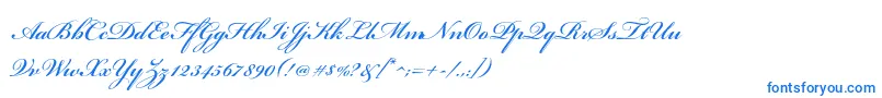 BickhamscriptstdSemibold-Schriftart – Blaue Schriften auf weißem Hintergrund