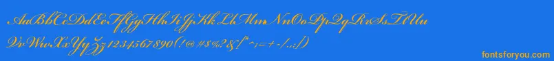 フォントBickhamscriptstdSemibold – オレンジ色の文字が青い背景にあります。