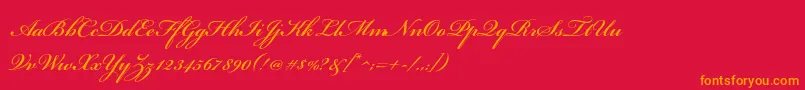 フォントBickhamscriptstdSemibold – 赤い背景にオレンジの文字