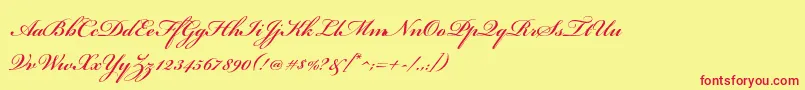 フォントBickhamscriptstdSemibold – 赤い文字の黄色い背景