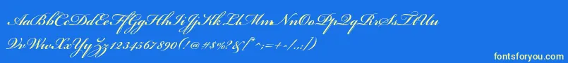 BickhamscriptstdSemibold Font – Yellow Fonts on Blue Background