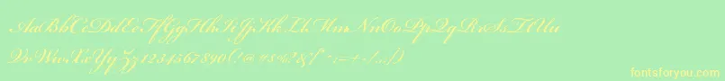 BickhamscriptstdSemibold-Schriftart – Gelbe Schriften auf grünem Hintergrund