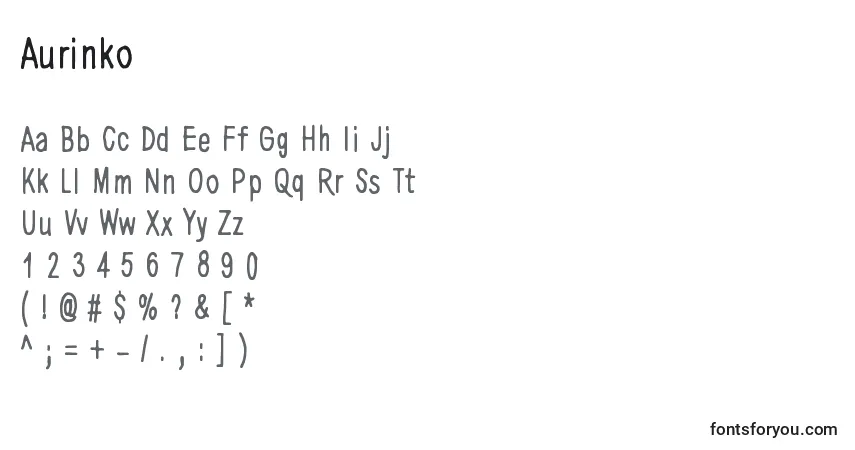 Fuente Aurinko - alfabeto, números, caracteres especiales