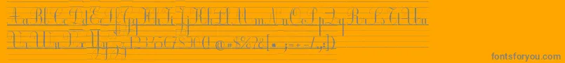 EcolierLignesCourt-Schriftart – Graue Schriften auf orangefarbenem Hintergrund