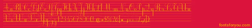 フォントEcolierLignesCourt – 赤い背景にオレンジの文字