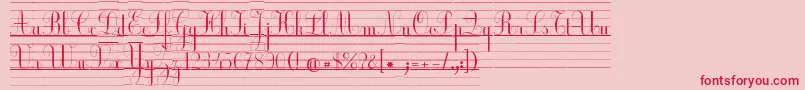 EcolierLignesCourt Font – Red Fonts on Pink Background