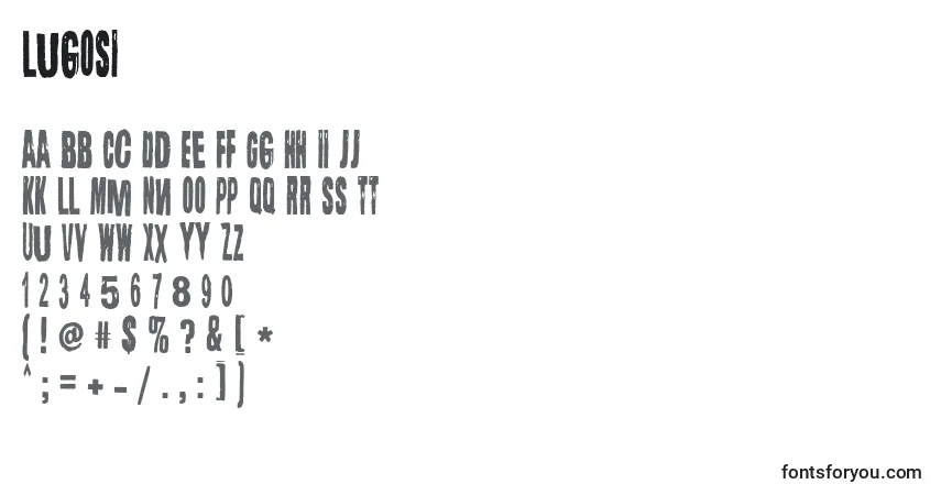 Czcionka Lugosi – alfabet, cyfry, specjalne znaki