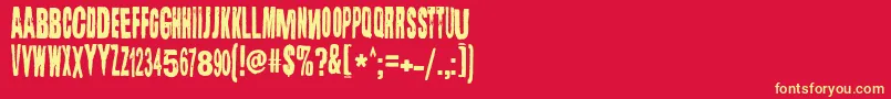Lugosi Font – Yellow Fonts on Red Background