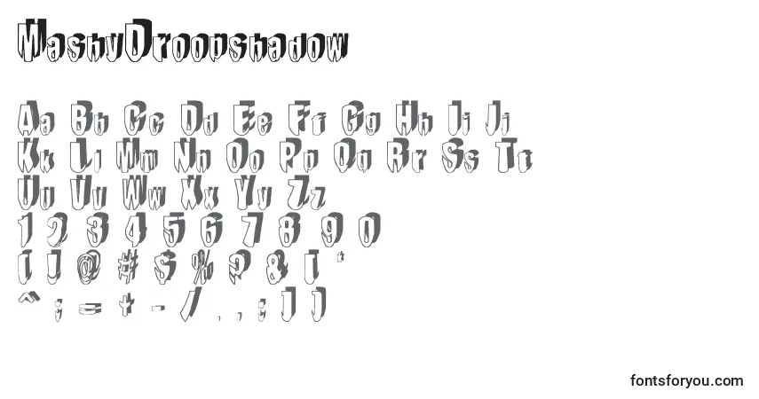 A fonte MashyDroopshadow – alfabeto, números, caracteres especiais