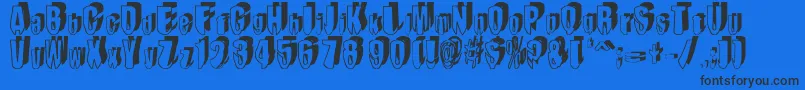 MashyDroopshadow Font – Black Fonts on Blue Background