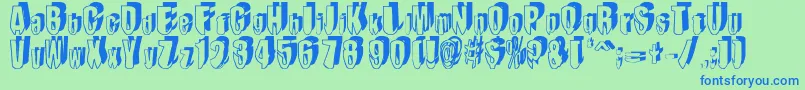 MashyDroopshadow Font – Blue Fonts on Green Background