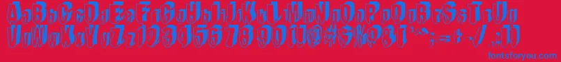 MashyDroopshadow Font – Blue Fonts on Red Background
