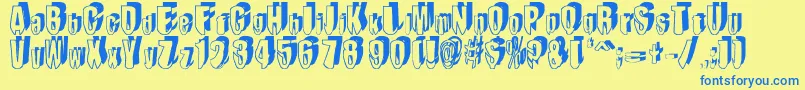 MashyDroopshadow Font – Blue Fonts on Yellow Background