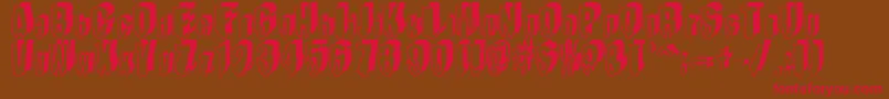 フォントMashyDroopshadow – 赤い文字が茶色の背景にあります。