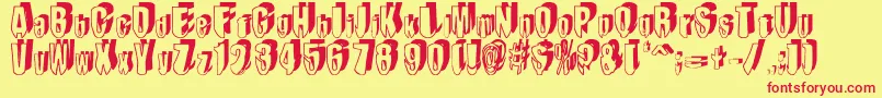 MashyDroopshadow Font – Red Fonts on Yellow Background